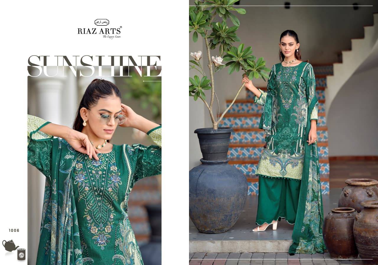 NAYRA VOL 43 BY RIAZ ARTS 1001 To 1008 Series Pakistani Suits Ethnic Wear Pure Cotton Dresses At Wholesale